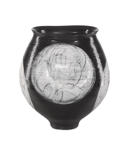 Currey & Co Nakamura Vase in Black/Light Gray 1200-0871