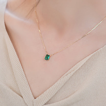 Dahlia S925 Sterling Silver Necklace Plated K Gold Emerald Zircon