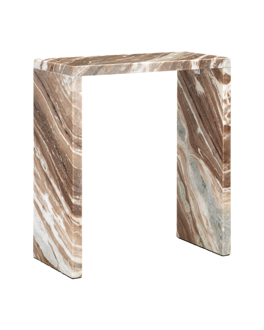 Currey & Co. Ryan Brown Marble Side Table 3000-0231