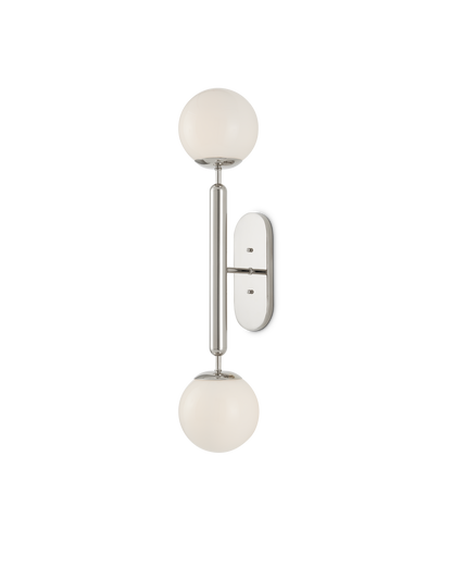 Currey & Co. Barbican Double-Light Nickel Wall Sconce 5800-0033