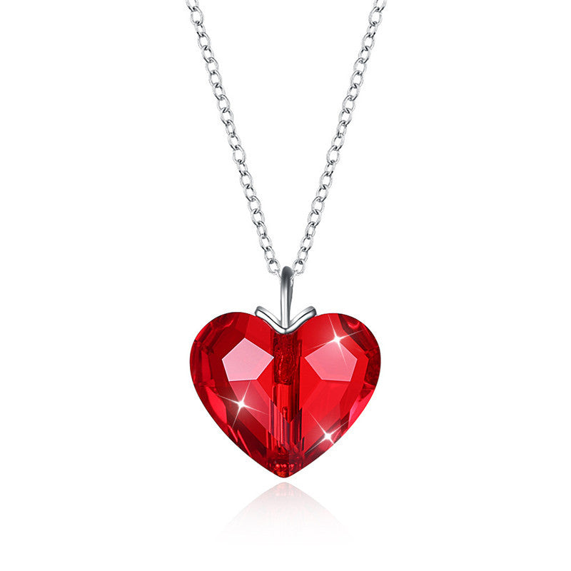 S925 Red Heart Necklace Clavicle Chain