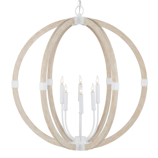 Currey & Co. Bastian 31" Sandstone 6-Light Orb Chandelier 9000-1131