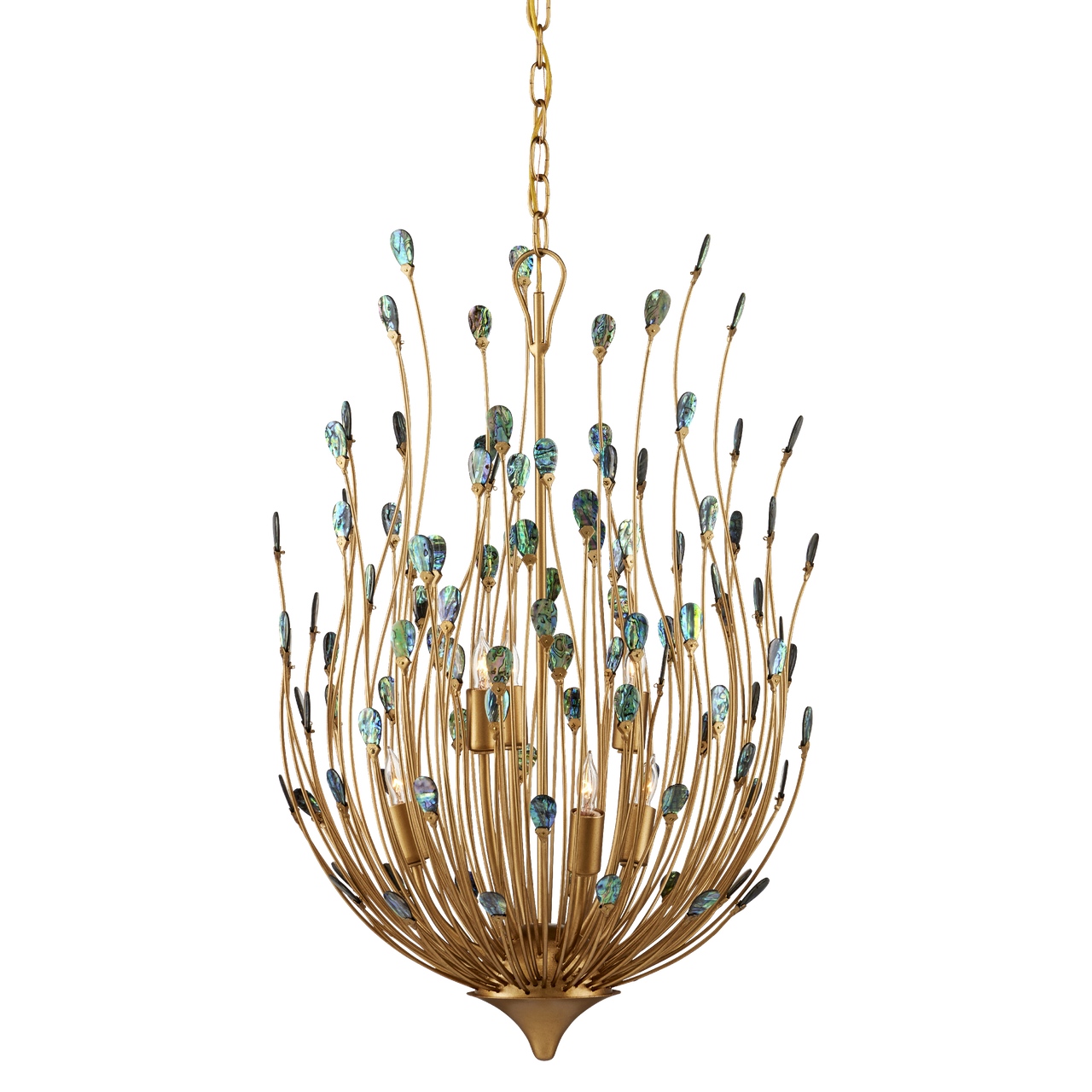 Currey & Co. Delphos 19.5" Paua Shell 6-Light Chandelier 9000-1149