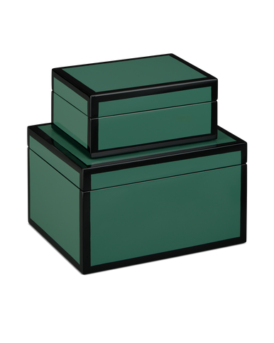 Currey & Co. Green Lacquer Box Set of 2 1200-0906