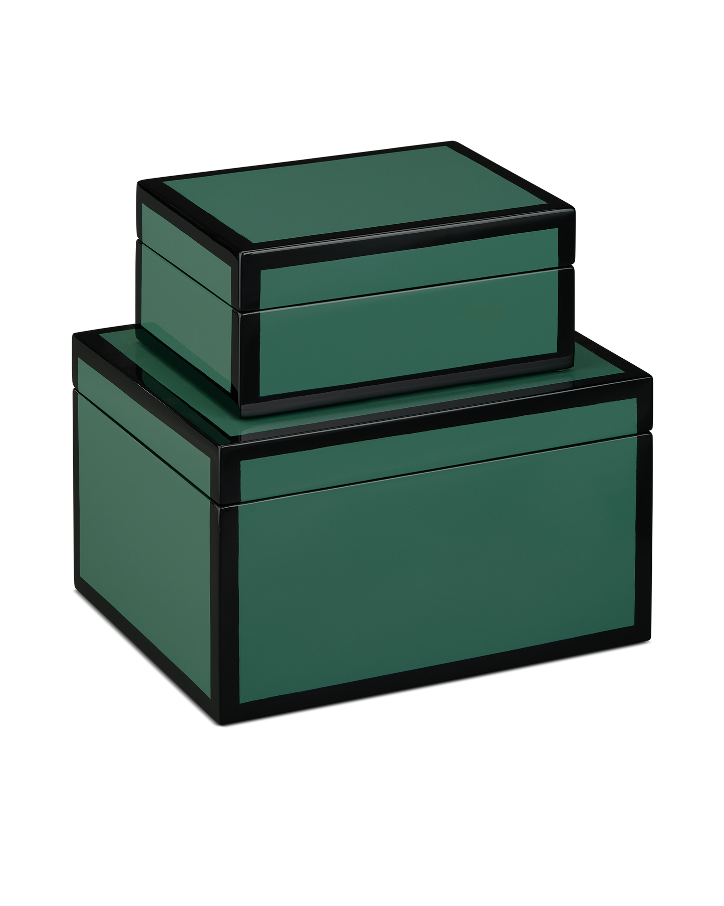 Currey & Co. Green Lacquer Box Set of 2 1200-0906