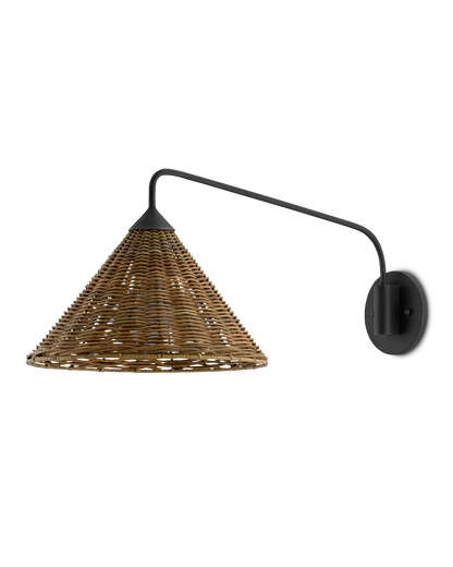 Currey & Co. Basket Black Swing-Arm Wall Sconce 5000-0139