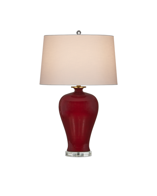 Currey & Co Imperial Red Table Lamp in Imperial Red/Clear/Natural Brass 6000-0932