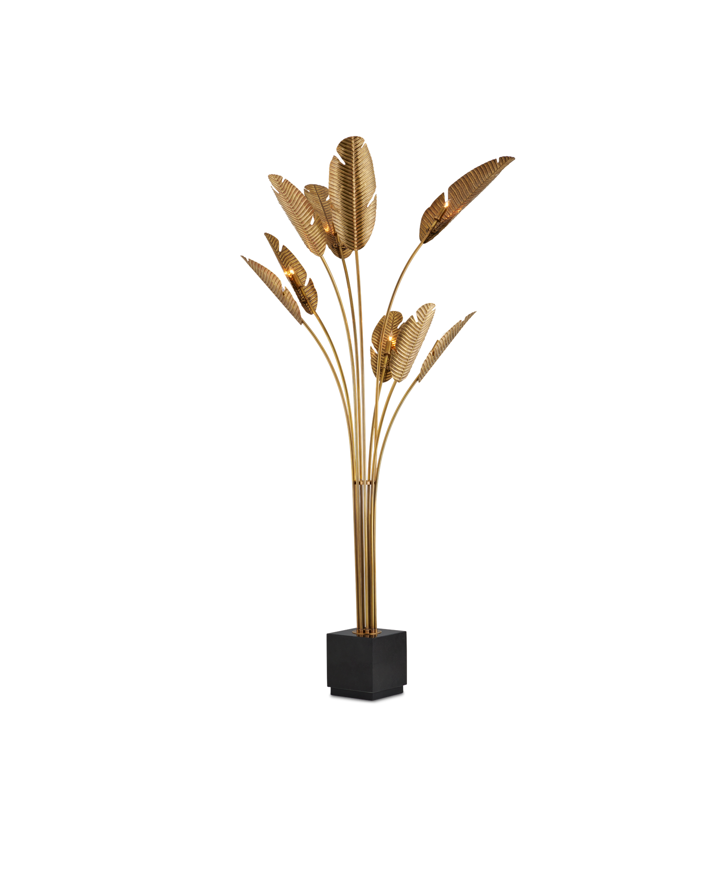 Currey & Co. Tropical Grande Brass Floor Lamp 8000-0075