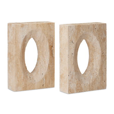 Currey & Co. Demi Travertine Bookends Set of 2 1200-0774