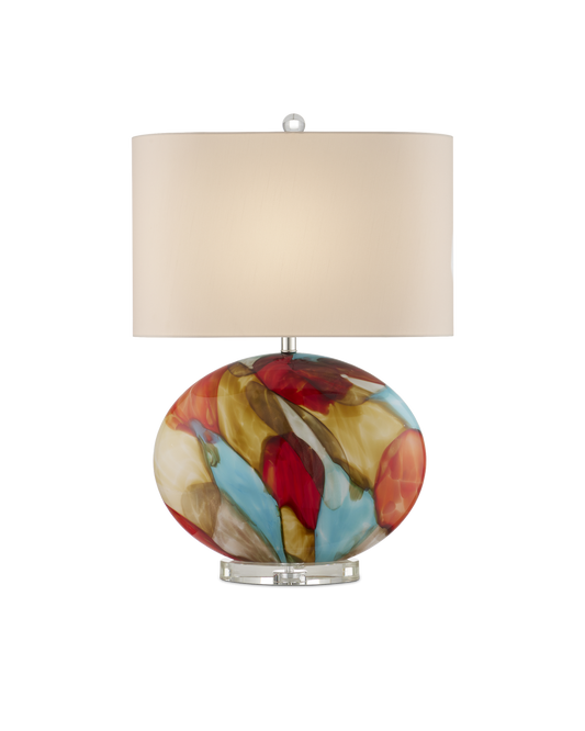 Currey & Co Vivid Table Lamp in Red/Blue/Yellow/Off-White/Clear/Polished Nickel 6000-0944