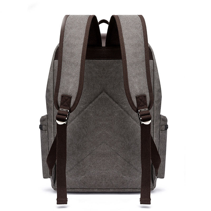 Dahlia Casual Canvas Backpack Men's Business Laptop Bag With Buckle Drawstring Design