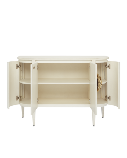 Currey & Co. Briallen White Demi-Lune Cabinet 3000-0201