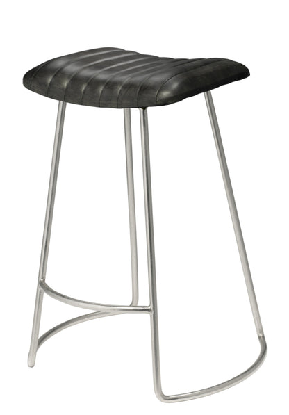 Lily Lifestyle  Theo Leather Counter Stool, Grey LSTHEOGREYSL