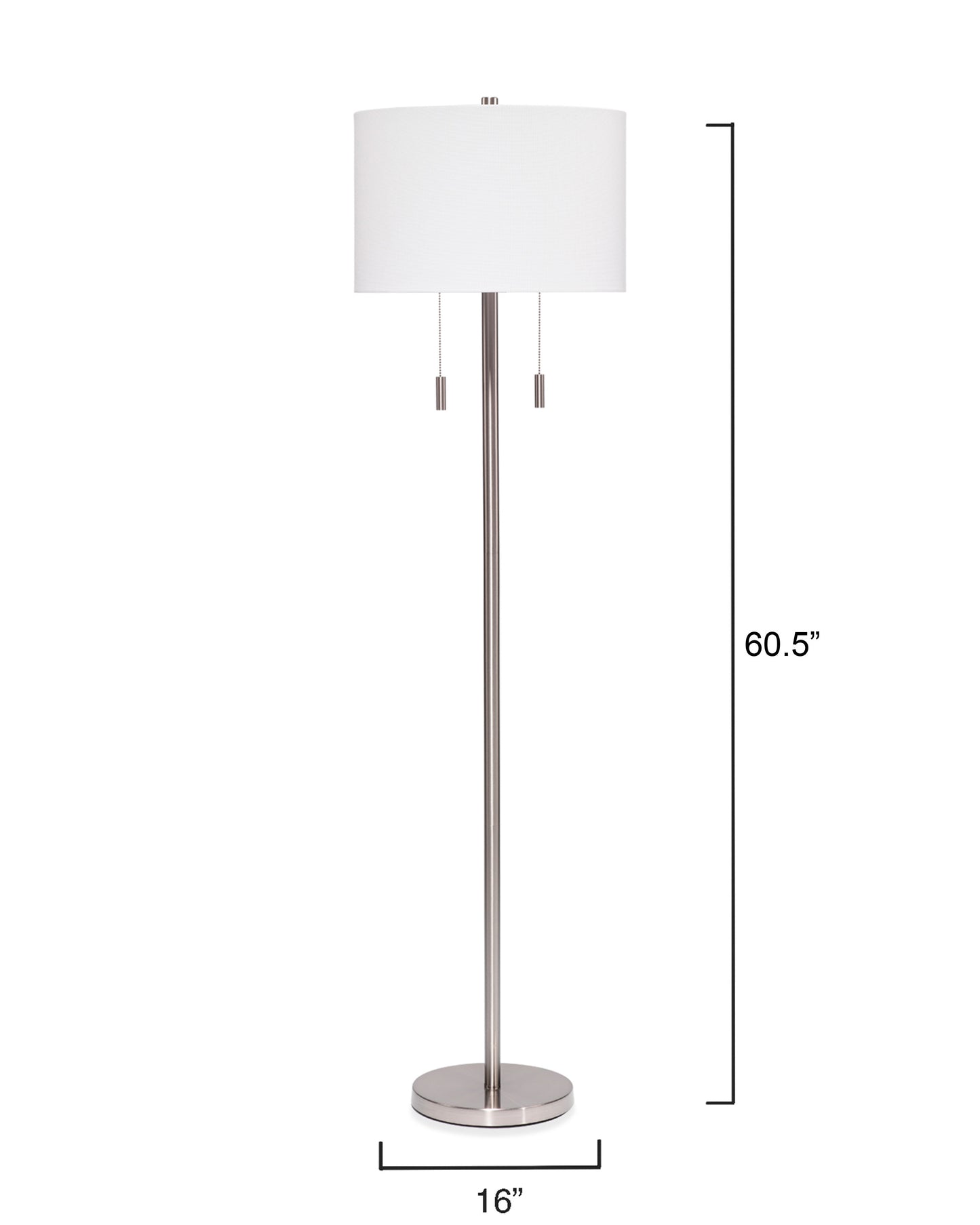 Lily Lifestyle  Lincoln 2-Light Metal Floor Lamp, Silver LS9LINCFLSL