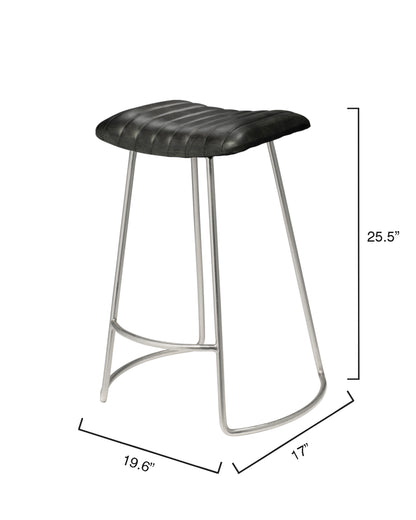 Lily Lifestyle  Theo Leather Counter Stool, Grey LSTHEOGREYSL