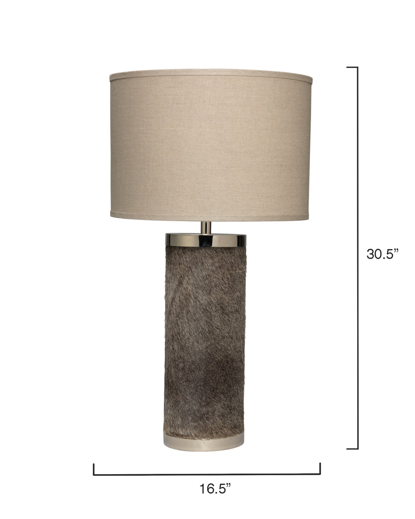 Jamie Young Column Table Lamp in Grey Hide with Classic Drum Shade in Natural Linen  1COLU-TLGH