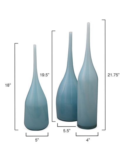 Jamie Young Pixie Decorative Vases in Periwinkle Blue Glass (set of 3) 7PIXI-VAPW