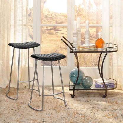 Lily Lifestyle  Theo Leather Counter Stool, Grey LSTHEOGREYSL