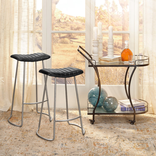 Lily Lifestyle  Theo Leather Counter Stool, Grey LSTHEOGREYSL