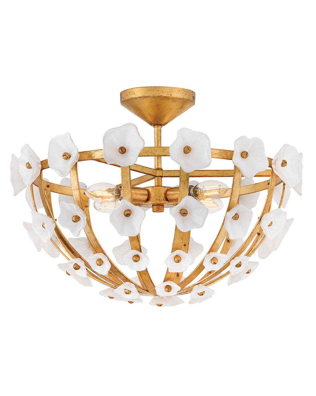 Fredrick Ramond Azalea Medium Semi-Flush Mount in Distressed Brass FR41633DA