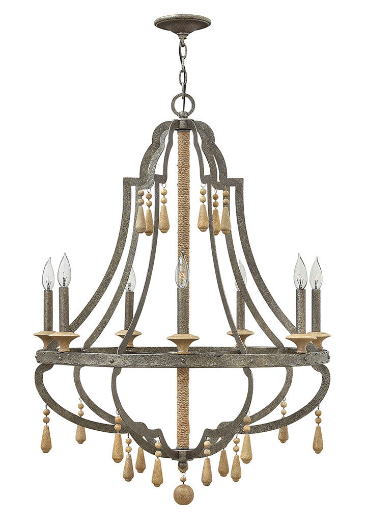 Fredrick Ramond Lighting Cordoba Medium Open Frame Single Tier Distressed Iron FR42287DIR