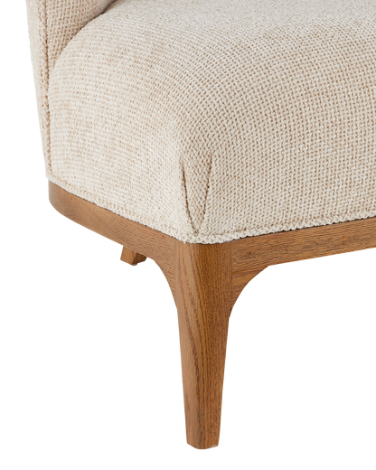 Currey & Co. Inga Settee, Crhom Nona Oatmeal 7000-0772