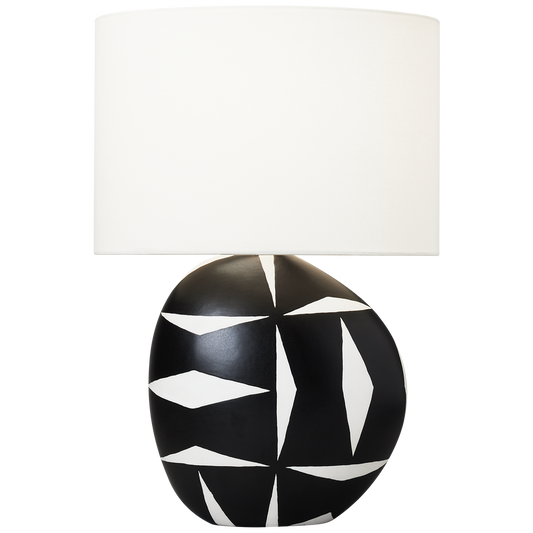 Visual Comfort Studio Hable Franz Table Lamp in White Leather with Black Leather HT1041WLBL1