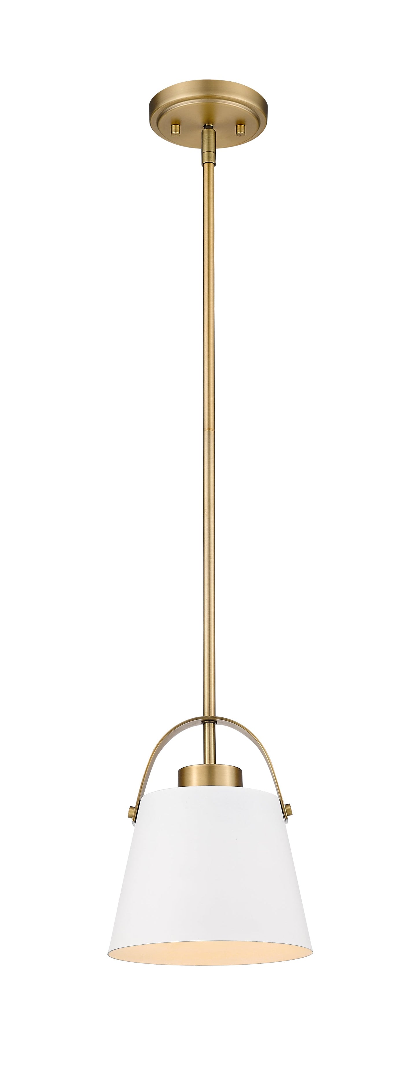 Z-Studio 1 Light Pendant in Matte White + Heritage Brass 726MP-MW+HBR