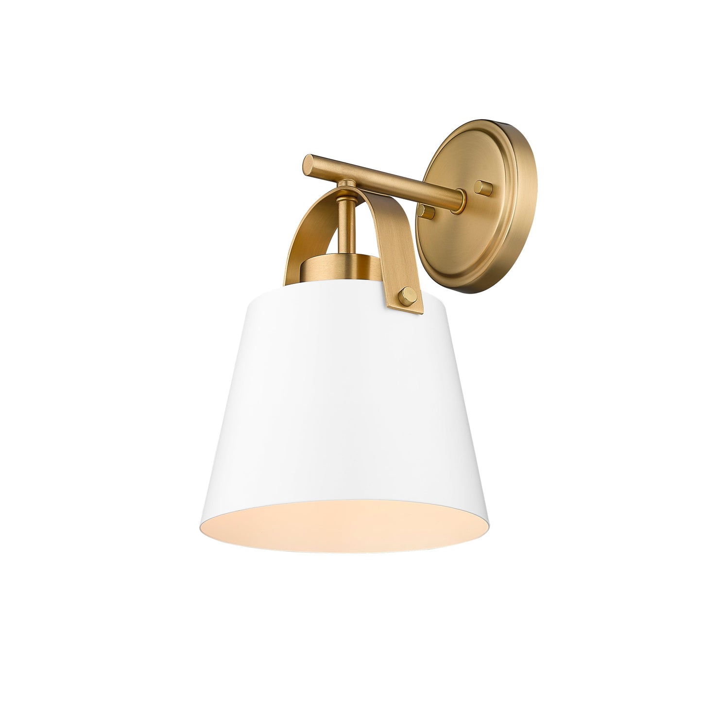 Z-Studio 1 Light Wall Sconce in Matte White + Heritage Brass 726-1S-MW+HBR