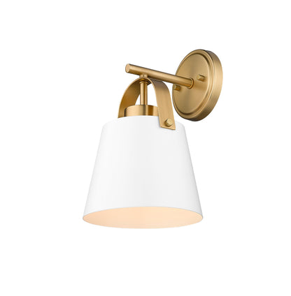 Z-Studio 1 Light Wall Sconce in Matte White + Heritage Brass 726-1S-MW+HBR