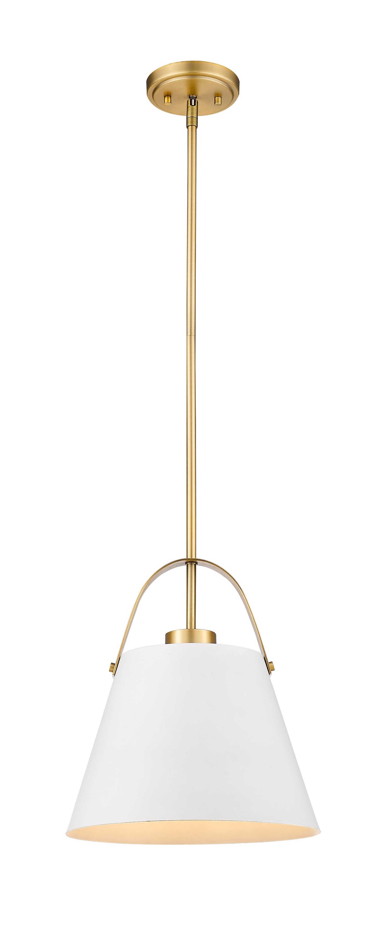 Z-Studio 1 Light Pendant in Matte White + Heritage Brass 726P-MW+HBR