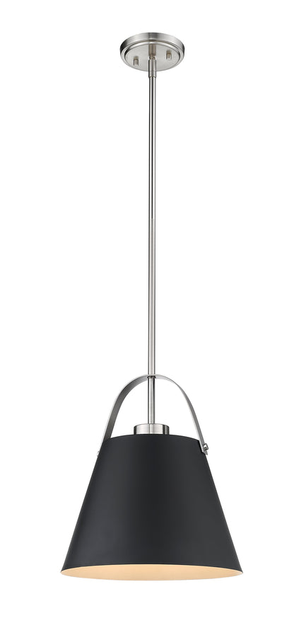 Z-Studio 1 Light Pendant in Matte Black + Brushed Nickel 726P-MB+BN