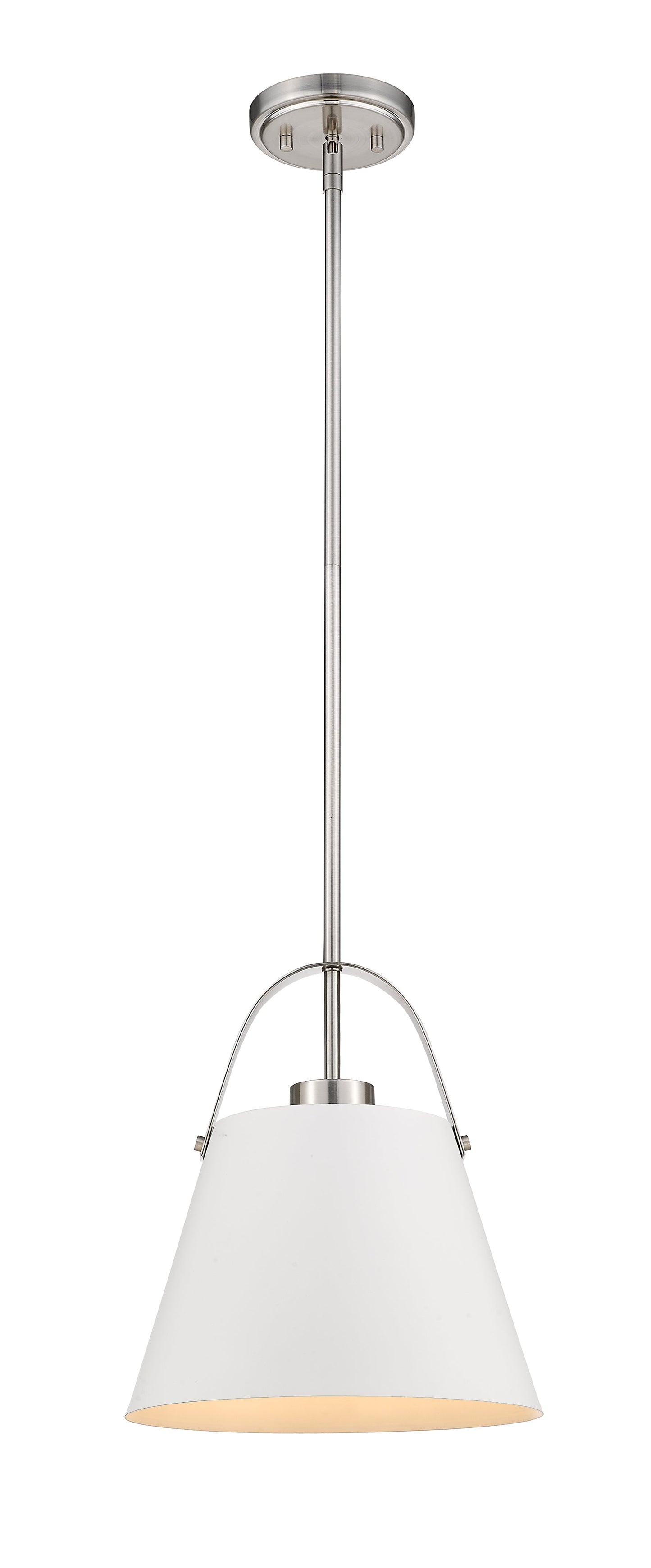 Z-Studio 1 Light Pendant in Matte White + Brushed Nickel 726P-MW+BN