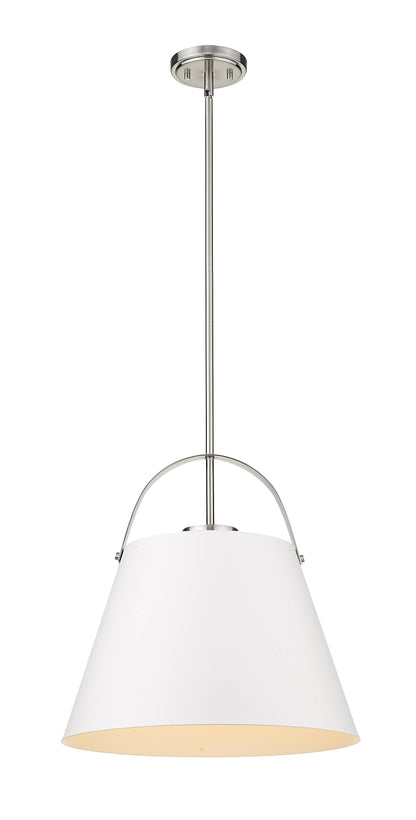 Z-Studio 1 Light Pendant in Matte White + Brushed Nickel 726P18-MW+BN