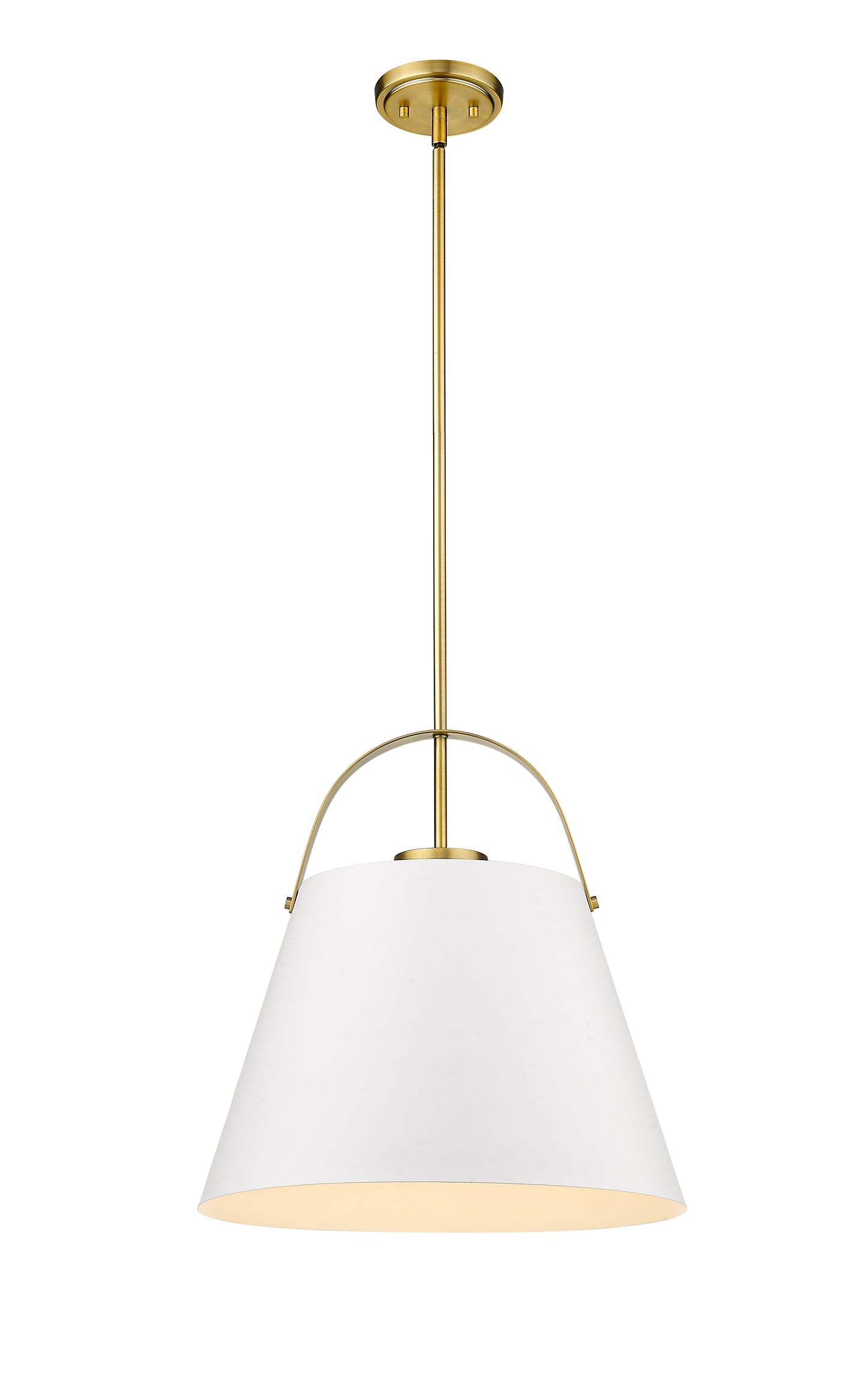 Z-Studio 1 Light Pendant in Matte White + Heritage Brass 726P18-MW+HBR