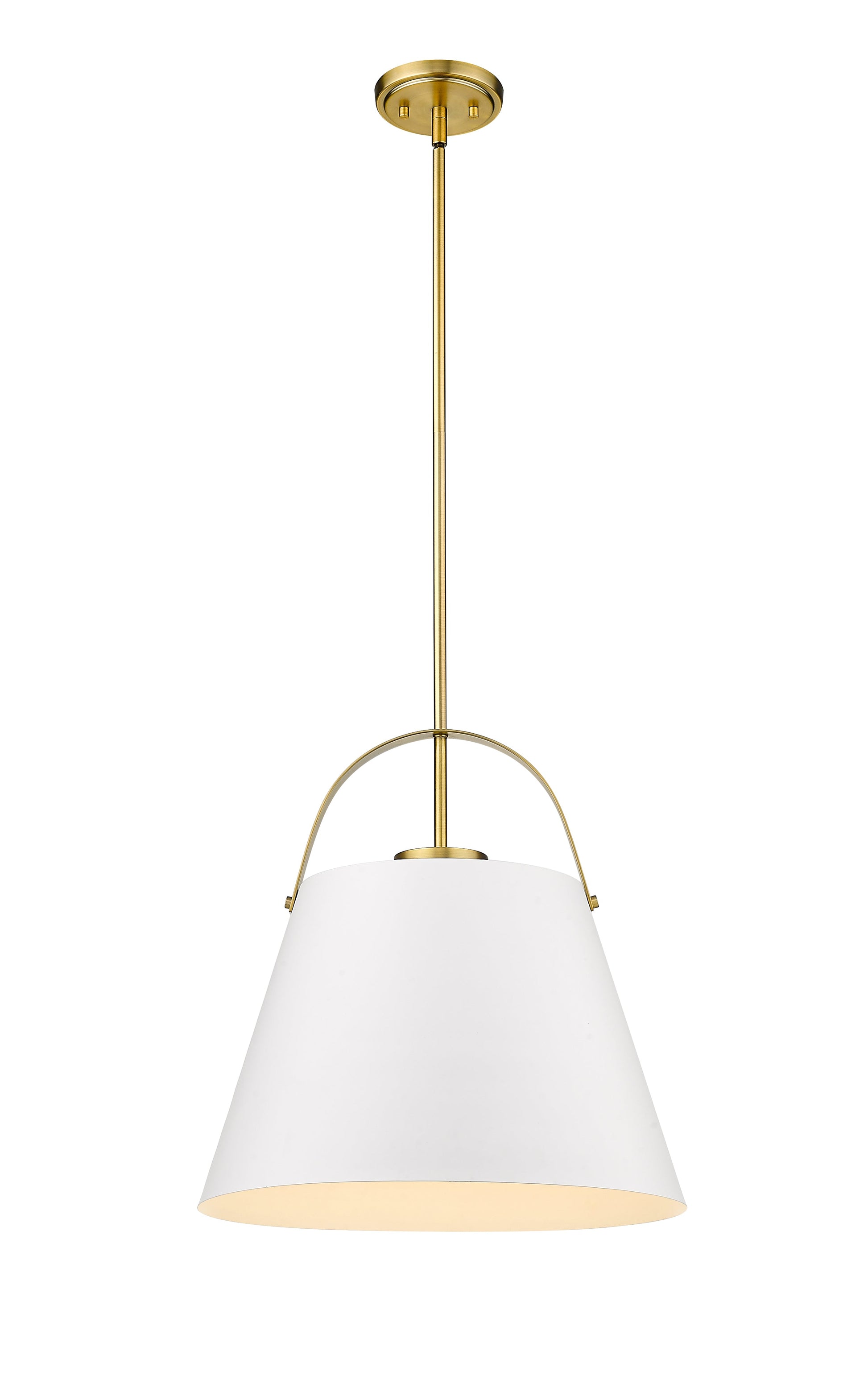 Z-Studio 1 Light Pendant in Matte White + Heritage Brass 726P18-MW+HBR