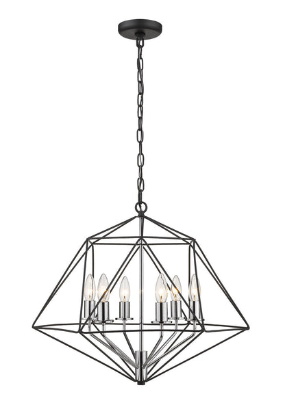 Z-Lite Geo Chandelier in Matte Black + Chrome 918-22MB-CH