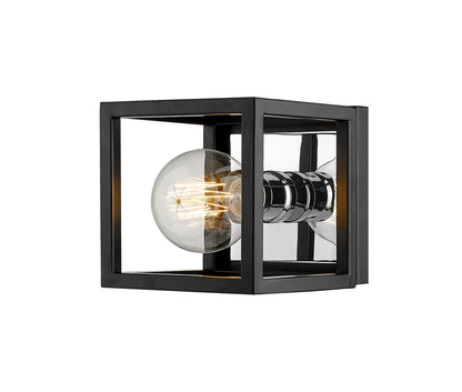 Z-Lite Kube 1 Light Wall Sconce in Matte Black + Chrome 480-1S-MB-CH