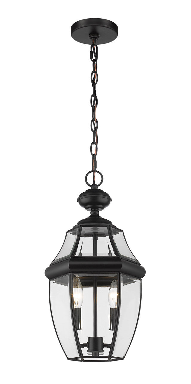 Z-Lite Westover 2 Light Outdoor Chain Mount Ceiling Fixture in Black 580CHM-BK