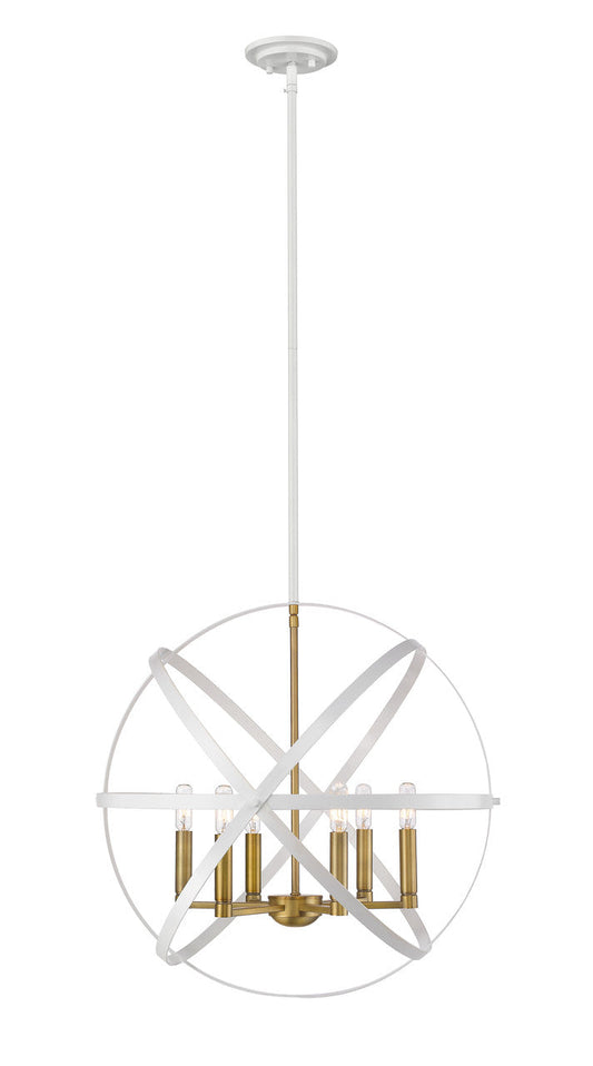 Z-Lite Cavallo Pendant in Hammered White + Olde Brass 463-24HWH-OBR