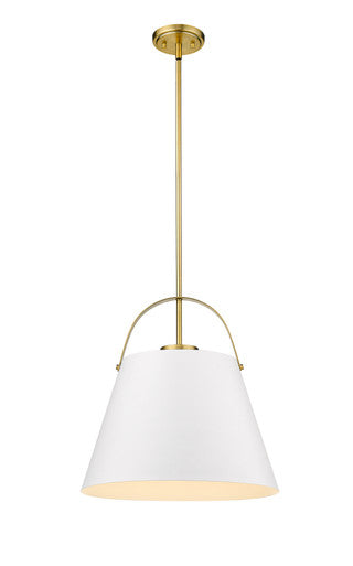 Z-Lite Z-Studio 1 Light Pendant in Matte White + Heritage Brass 726P18-MW+HBR