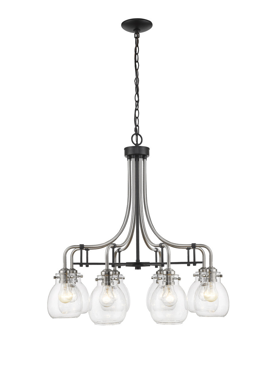 Z-Lite Kraken Chandelier in Matte Black + Brushed Nickel 466-8MB-BN