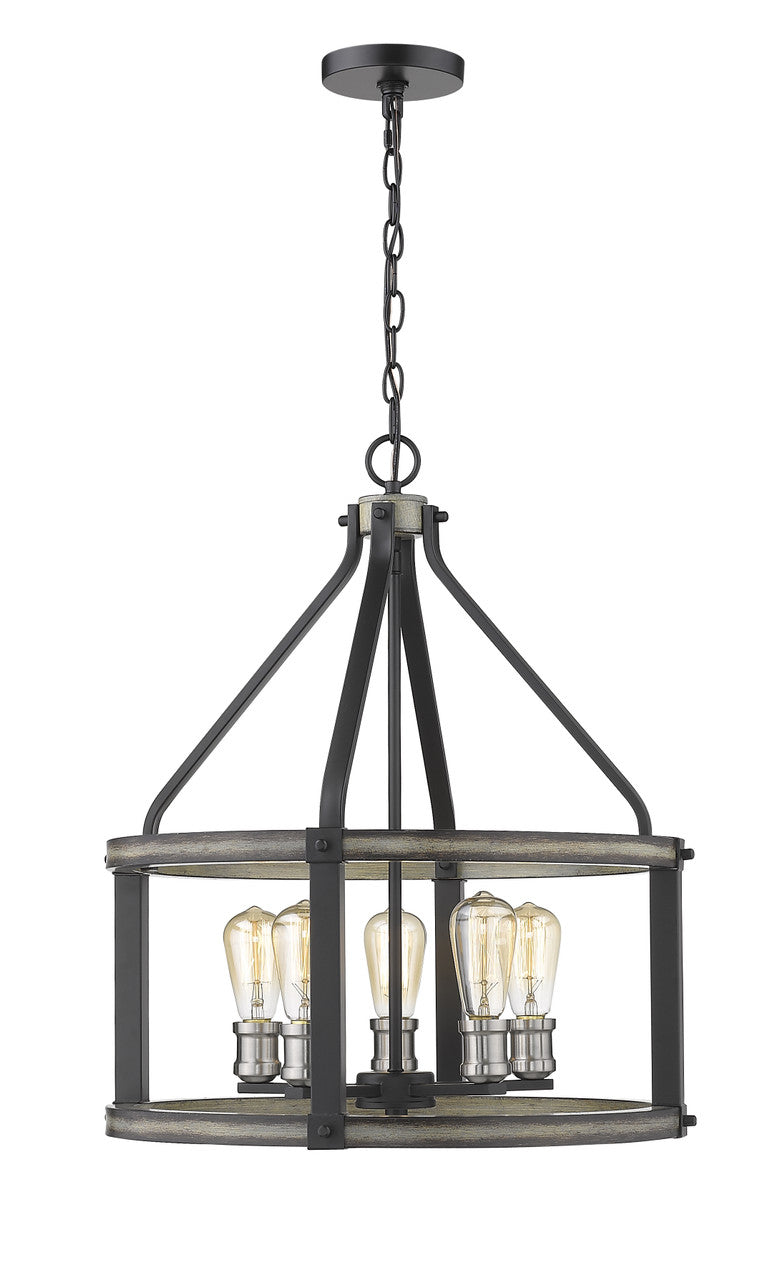 Z-Lite Kirkland Pendant in Ashen Barnboard 472-5D-ABB