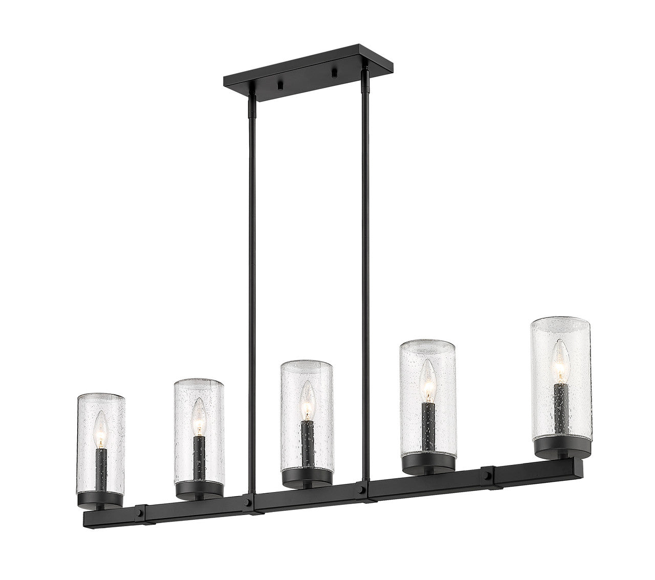 Z-Lite Marlow 5 Light Outdoor Linear Chandelier in Matte Black 589-5L-BK