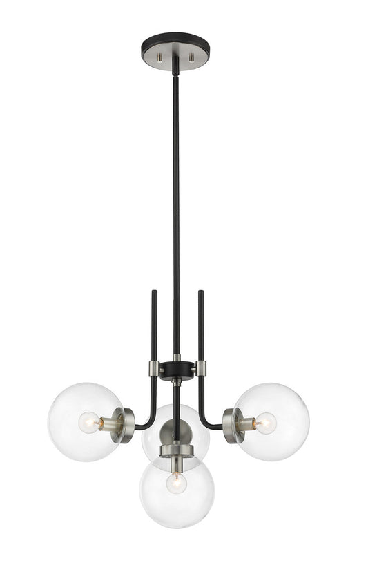 Z-Lite Parsons 4 Light Chandelier in Matte Black + Brushed Nickel 477-4MB-BN