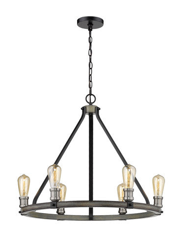 Z-Lite Kirkland 6 Light Chandelier in Ashen Barnboard 472-6ABB