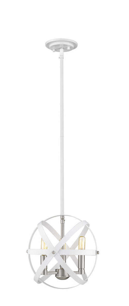 Z-Lite Cavallo Chandelier in Hammered White + Brushed Nickel 463-12HWH-BN