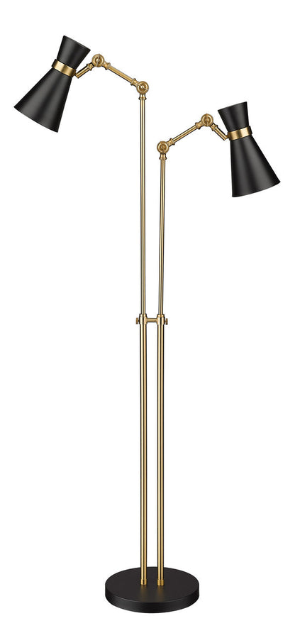 Z-Lite Soriano Floor Lamp in Matte Black + Heritage Brass 728FL-MB-HBR