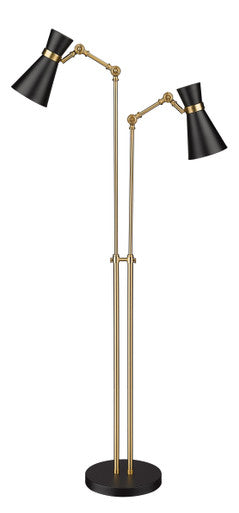 Z-Lite Soriano 2 Light Floor Lamp in Matte Black + Heritage Brass 728FL-MB-HBR