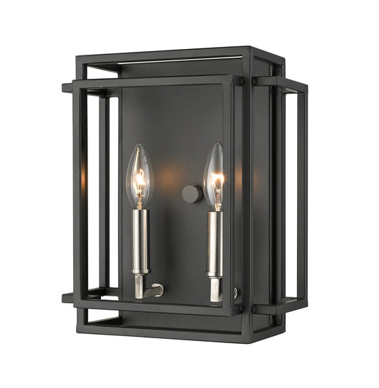 Z-Lite Titania 2 Light Wall Sconce in Black + Brushed Nickel 454-2S-BK-BN